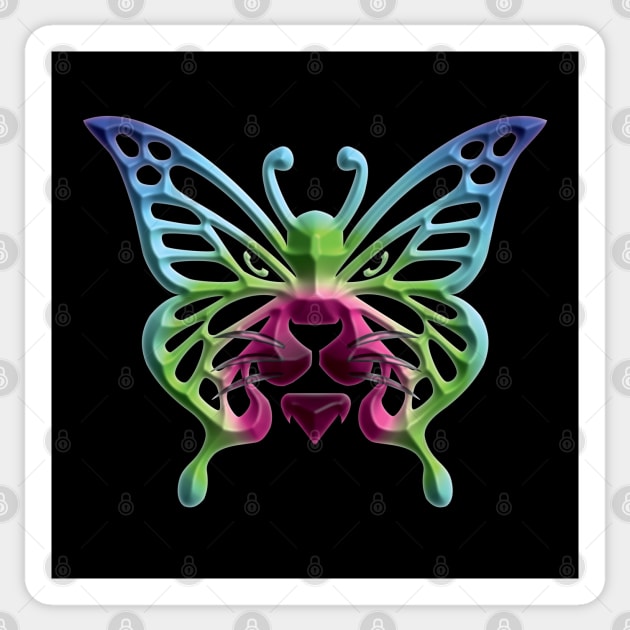 Wolf and butterfly 3d super soft blend drawing cute cool colorful Sticker by Okuadinya